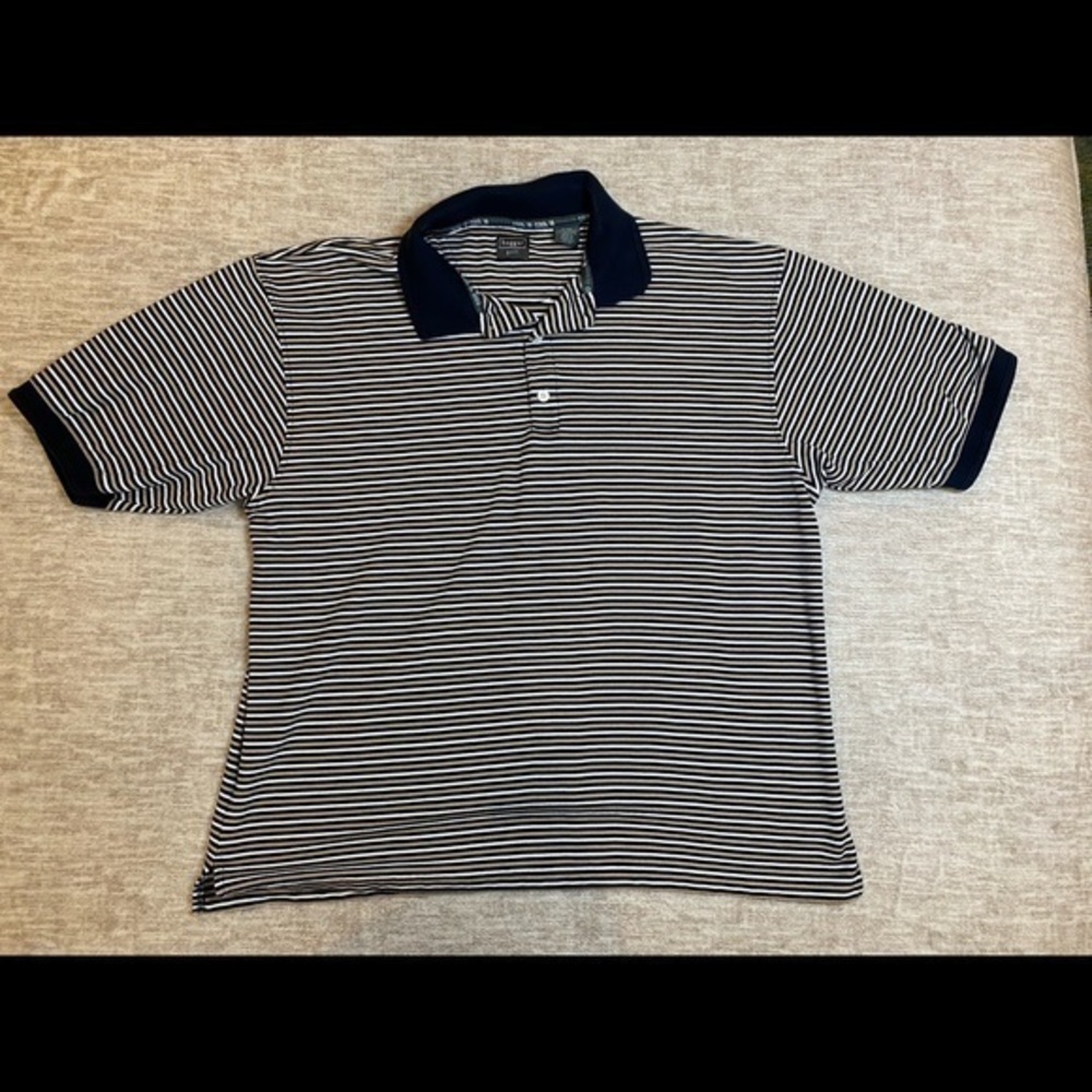 Hagger Golf men’s navy and khaki striped polo shirt size XL